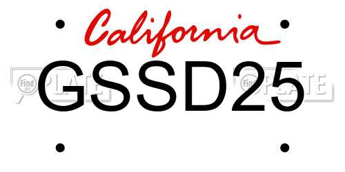 GSSD25 California License Plate