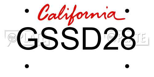 GSSD28 California License Plate