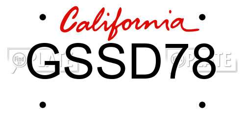 GSSD78 California License Plate