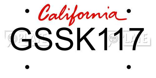 GSSK117 California License Plate
