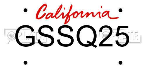 GSSQ25 California License Plate