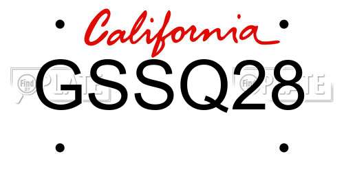 GSSQ28 California License Plate