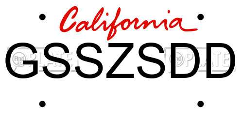 GSSZSDD California License Plate