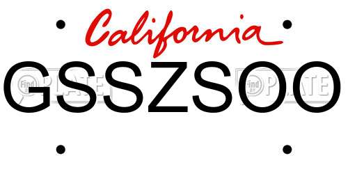 GSSZSOO California License Plate