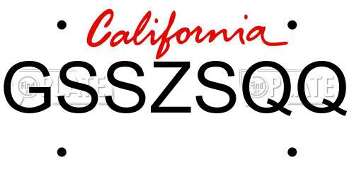GSSZSQQ California License Plate