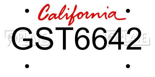 GST6642 California License Plate