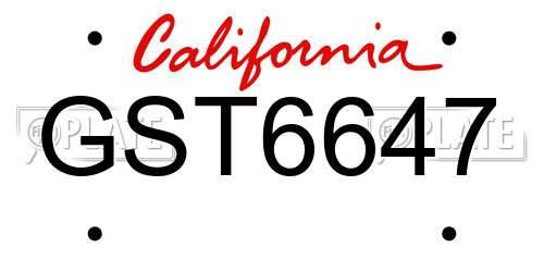GST6647 California License Plate