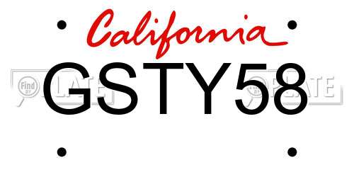 GSTY58 California License Plate