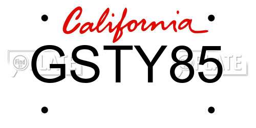 GSTY85 California License Plate