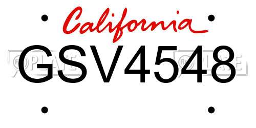 GSV4548 California License Plate