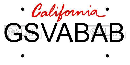 GSVABAB California License Plate
