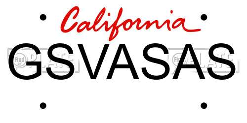 GSVASAS California License Plate