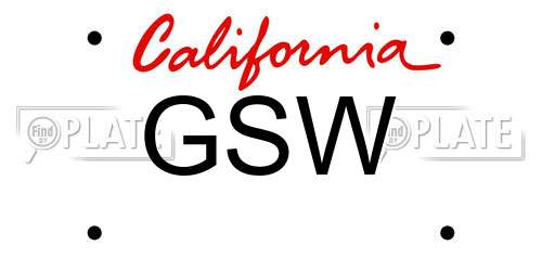GSW California License Plate