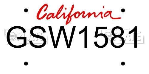 GSW1581 California License Plate