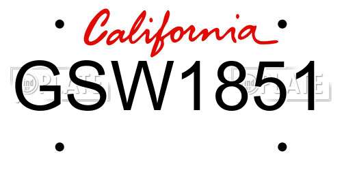 GSW1851 California License Plate