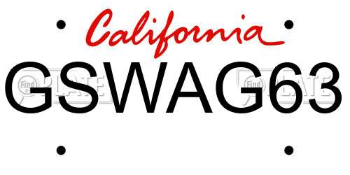 GSWAG63 California License Plate