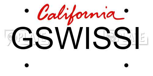 GSWISSI California License Plate