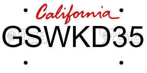 GSWKD35 California License Plate