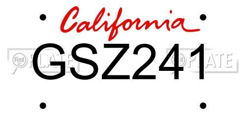 GSZ241 California License Plate