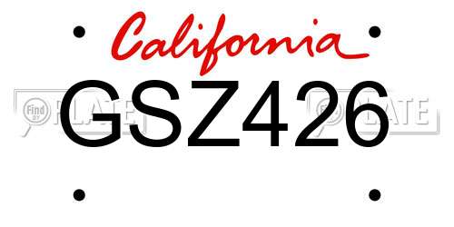GSZ426 California License Plate