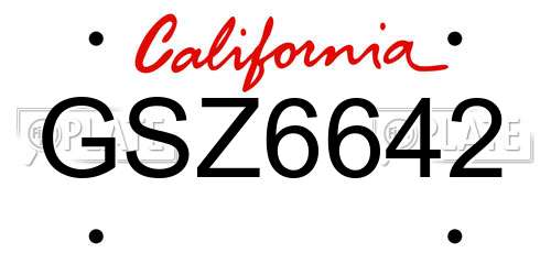 GSZ6642 California License Plate