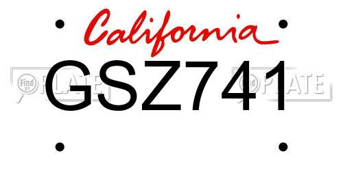 GSZ741 California License Plate