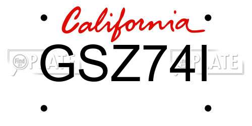 GSZ74I California License Plate