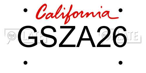 GSZA26 California License Plate