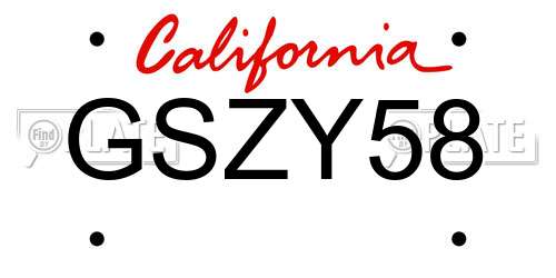 GSZY58 California License Plate