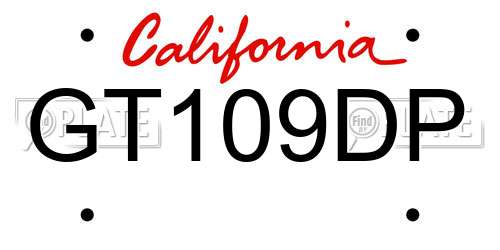 GT109DP California License Plate