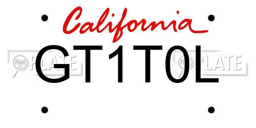 GT1T0L California License Plate