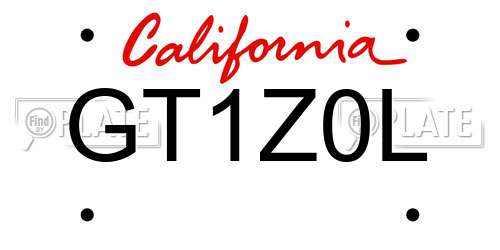 GT1Z0L California License Plate