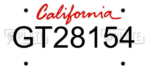 GT28154 California License Plate