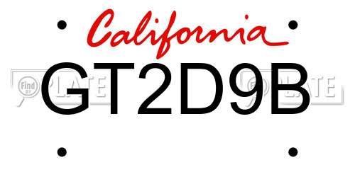 GT2D9B California License Plate