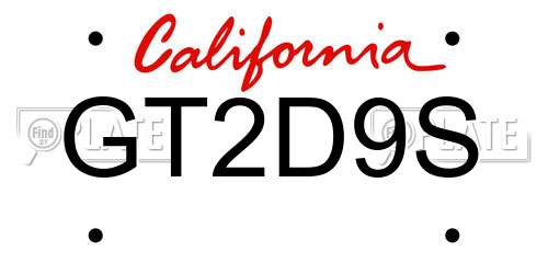 GT2D9S California License Plate