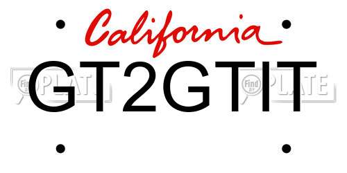 GT2GTIT California License Plate
