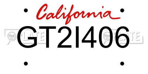 GT2I406 California License Plate