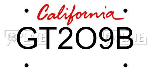 GT2O9B California License Plate