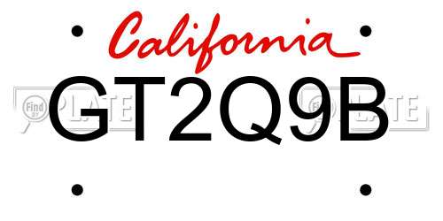 GT2Q9B California License Plate