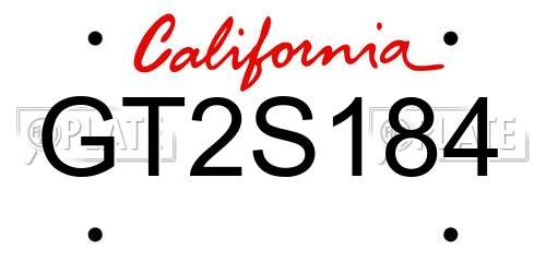 GT2S184 California License Plate