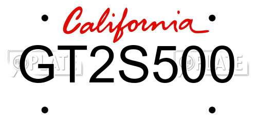 GT2S500 California License Plate