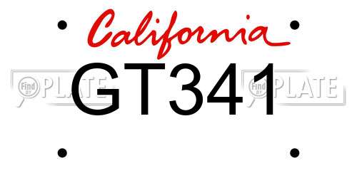GT341 California License Plate