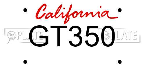 GT350 California License Plate