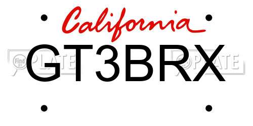 GT3BRX California License Plate