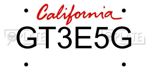 GT3E5G California License Plate