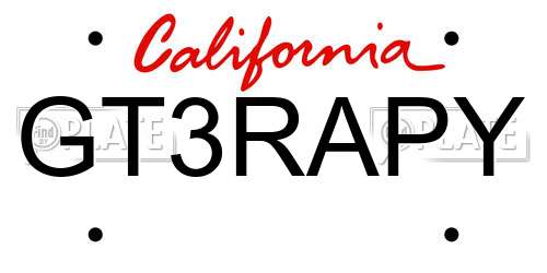 GT3RAPY California License Plate
