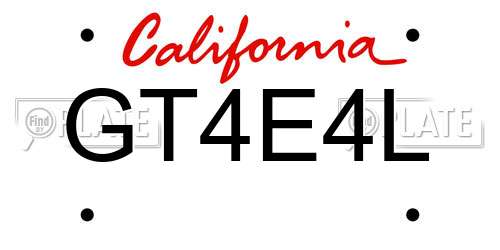 GT4E4L California License Plate