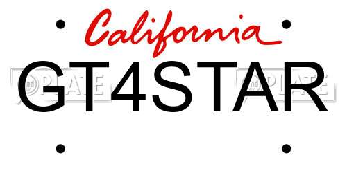 GT4STAR California License Plate