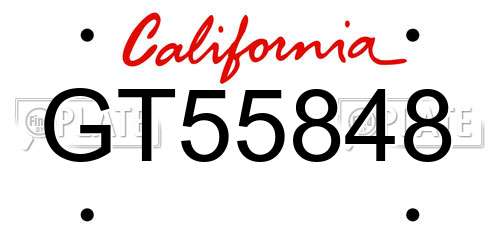 GT55848 California License Plate