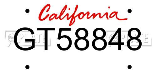 GT58848 California License Plate